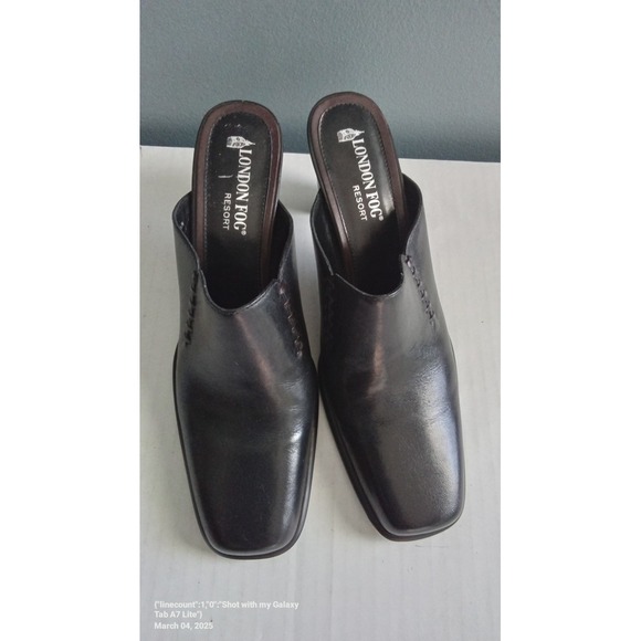 London Fog Resort Mules Clogs Block Heel Square Toe Shoes - Picture 8 of 8